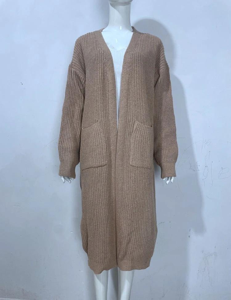 Women's Knitted Plus Size Long Cardigan w/ Pocket by GJG Denim