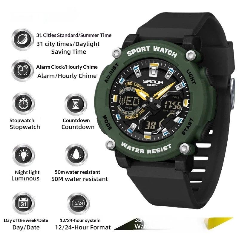 Men's Dual-display Luminous Chronograph Watch For Hiking by GJG Denim