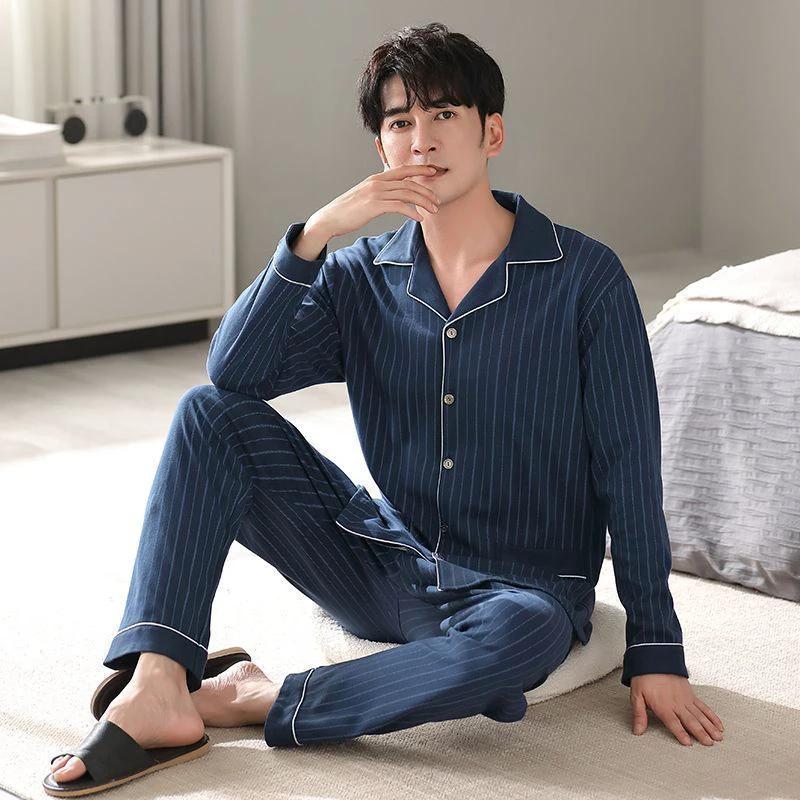Men's Cotton Long-sleeved Pajamas by GJG Denim