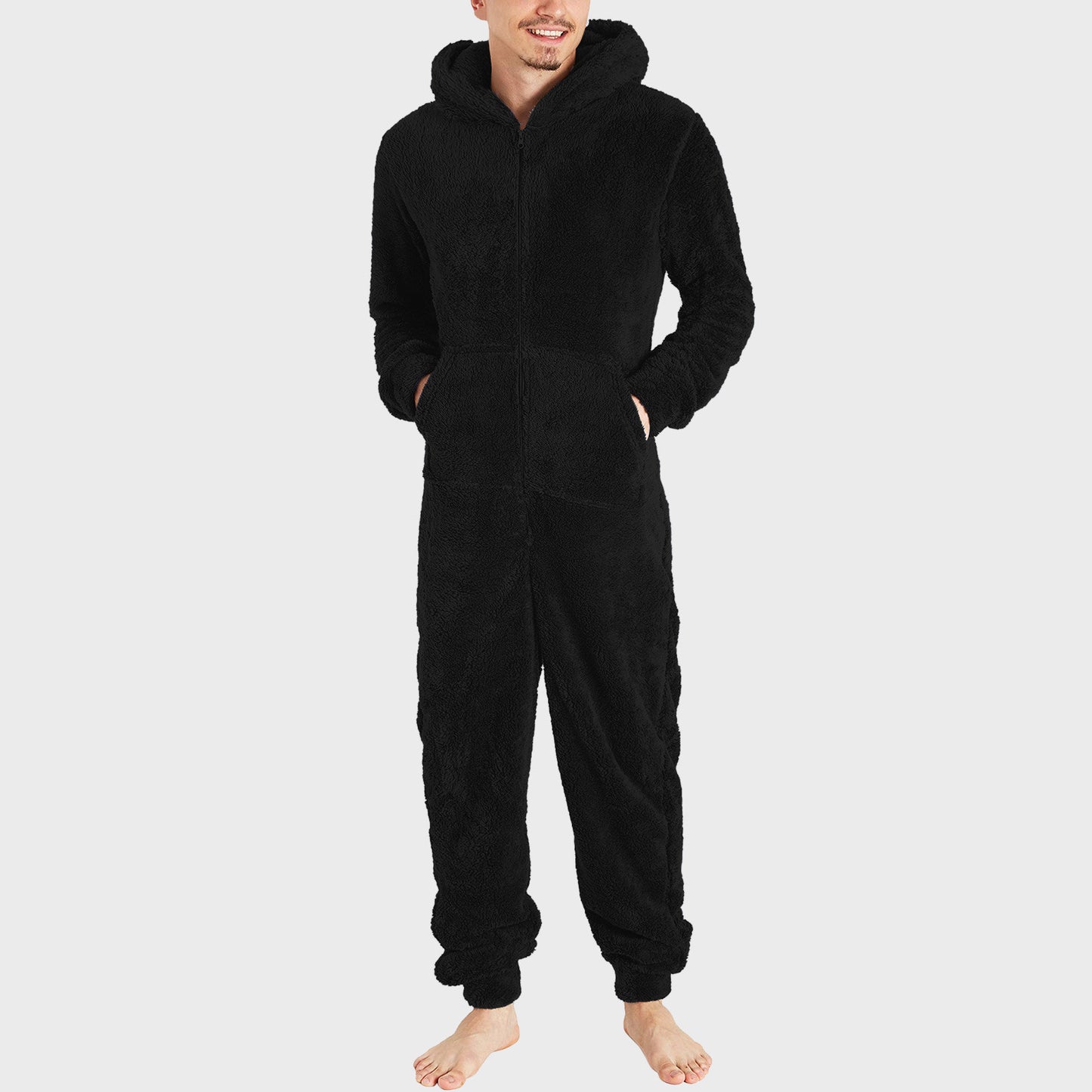 Men's Fashion Zipper Thermal Plush Jumpsuit Pajamas by GJG Denim