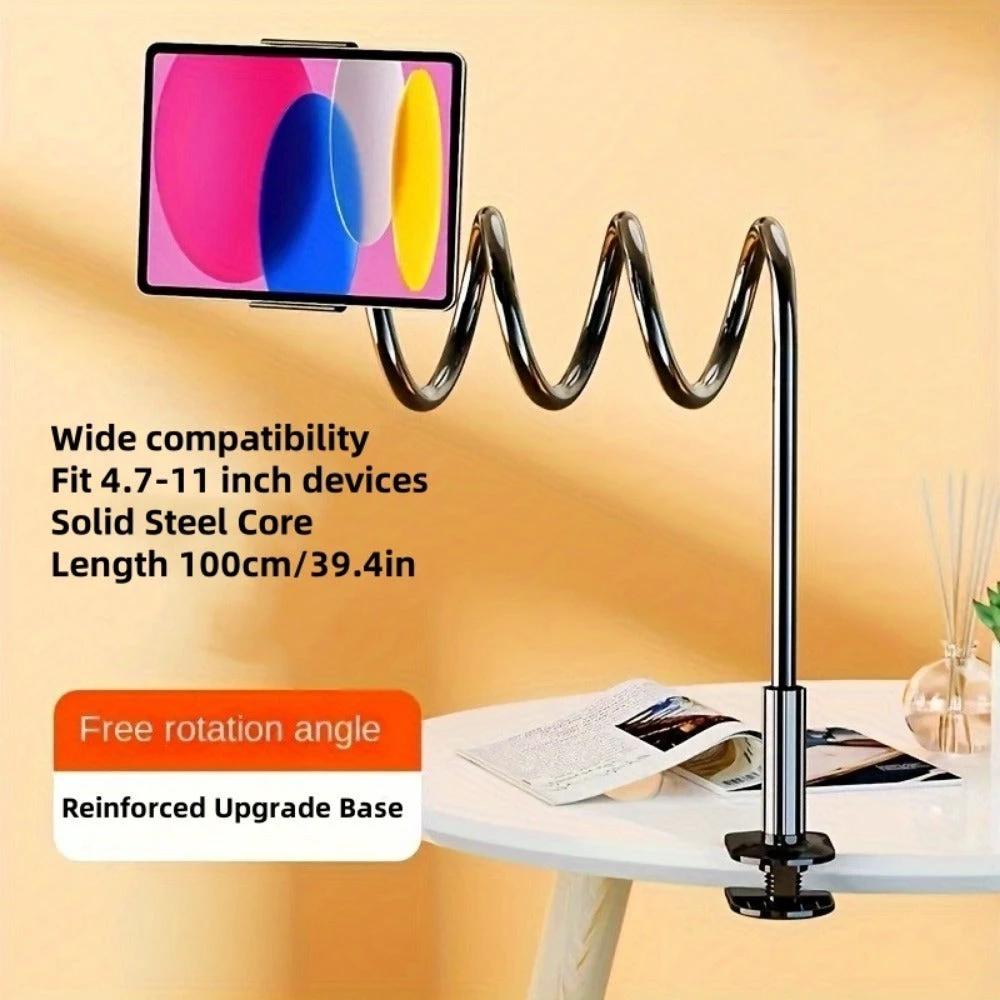 Updated Gooseneck Tablet Holder Stand For Bed 39.4inch Adjustable Flexible Arm Tablets Mount Clamp On Table by GJG Denim