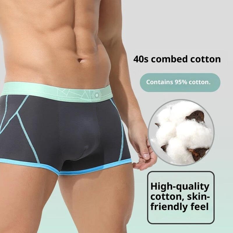 Men's Pure Cotton Comfortable Boxer Briefs With Stripe Print by GJG Denim