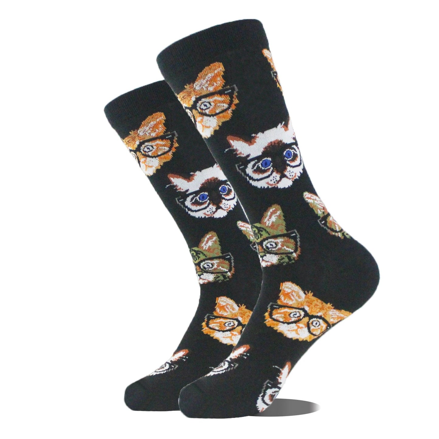 Men's Cartoon Animal Retro Oil Painting Mid-calf Socks by GJG Denim