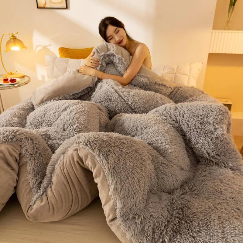 Super Soft Long Fleece Mink Crystal Velvet Thickened Warm Winter Quilt by GJG Denim