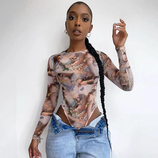 Women Long Sleeve Bodysuit Sexy Plain Color Streetwear Jumpsuit Skinny Club Party Tops Fashion Rompers by GJG Denim