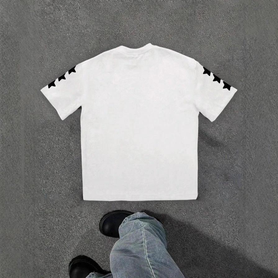 Personality Street Hip Hop Style Letter Pattern T-shirt Retro by GJG Denim