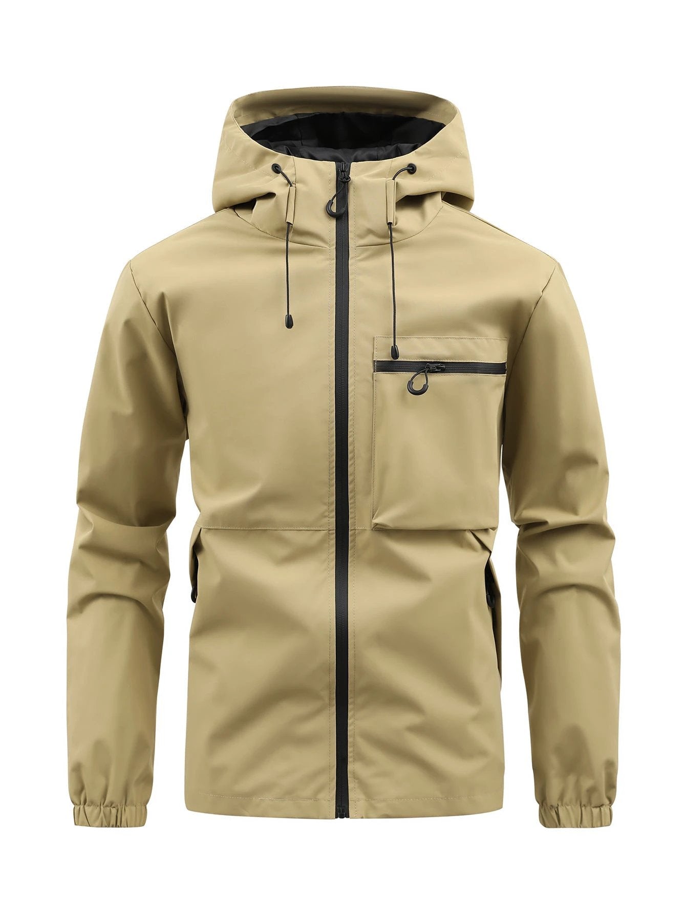 Men's Fashion Casual Hooded Solid Color Multi-pocket Work Pants Outdoor Coat by GJG Denim