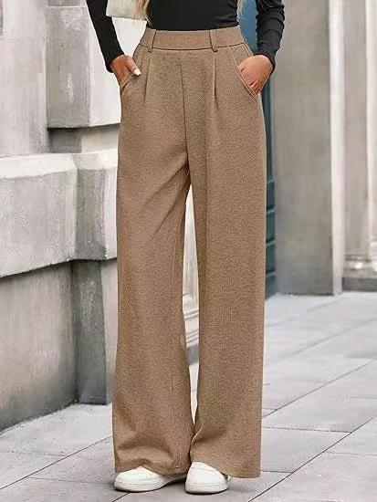 Solid Color Straight-leg Wide-leg Pants Women by GJG Denim