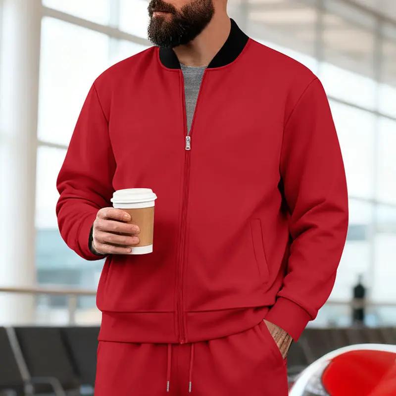 Men's Stand-Up Collar Sporty-Casual Zip-Up Suit by GJG Denim