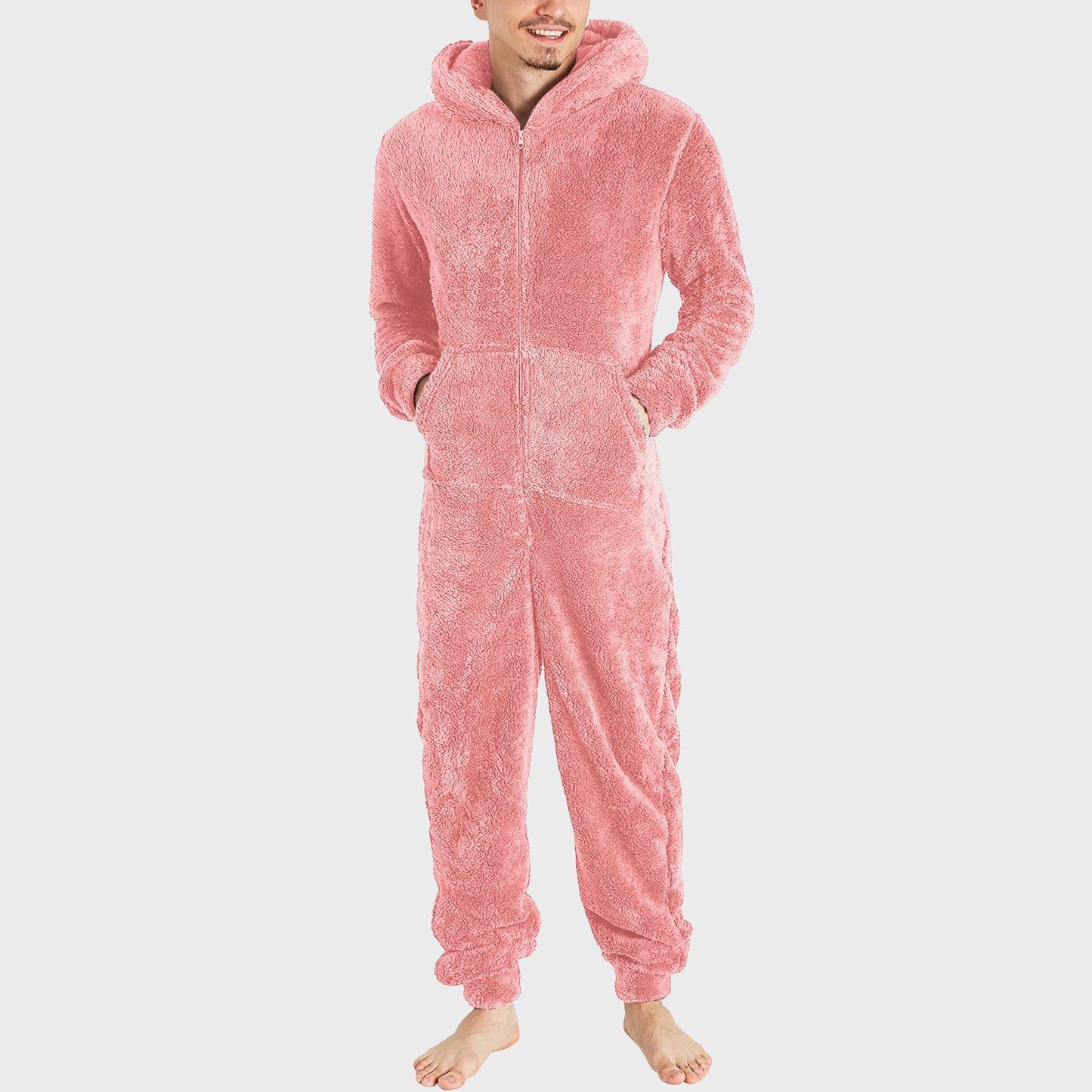 Men's Fashion Zipper Thermal Plush Jumpsuit Pajamas by GJG Denim