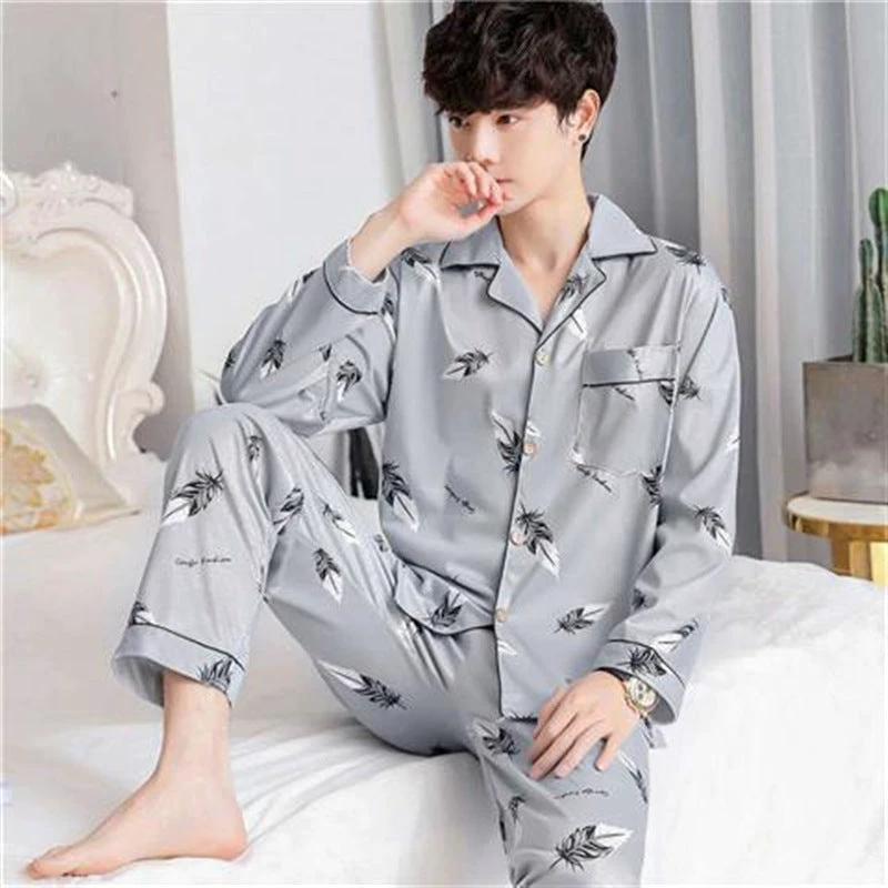 Men's Cotton Long-sleeved Pajamas by GJG Denim