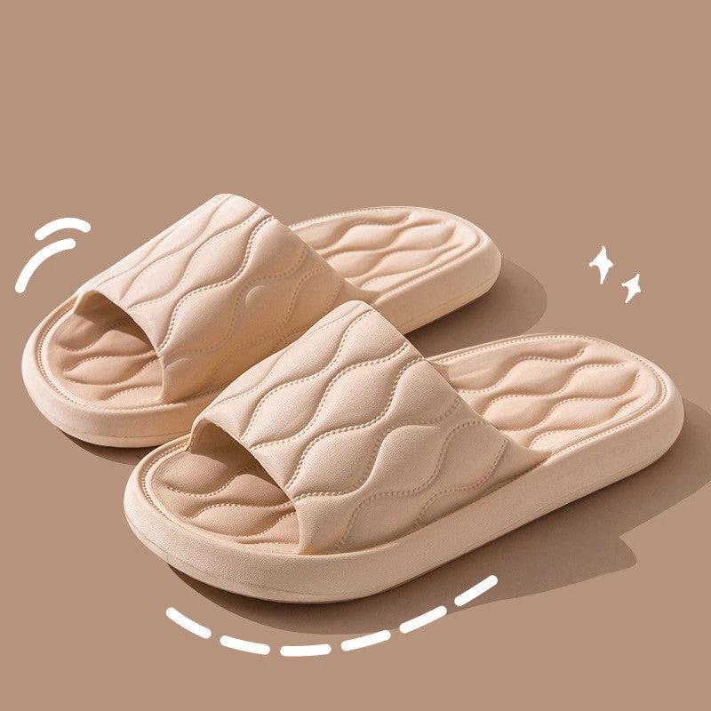 Ripple Style House Slippers EVA Soft Bathroom Slippers Women Men Shoes Home by GJG Denim