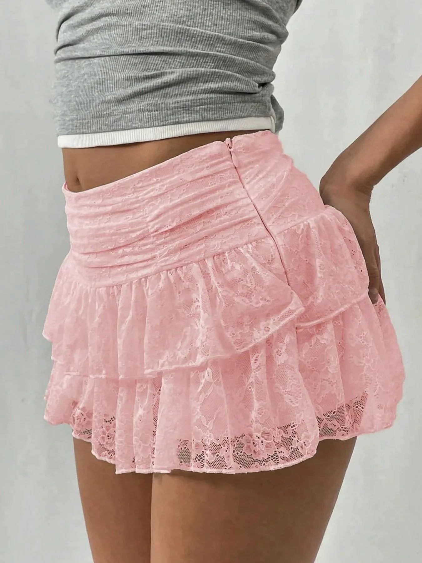 Lace Layered Mini Skirt by Lady Ros
