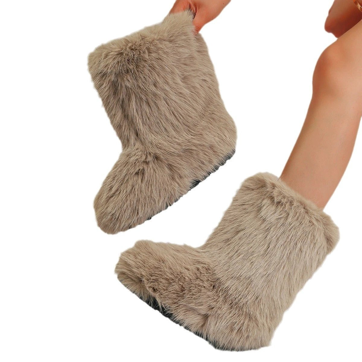 Snow Boots Middle Boots Furry Boots by GJG Denim