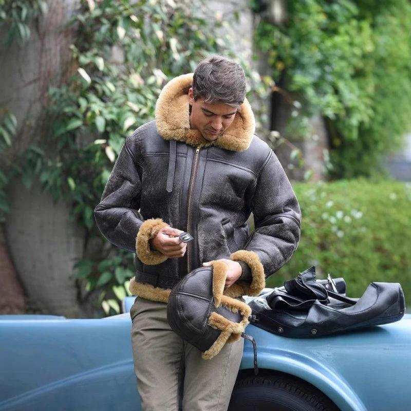 Men's Antique Trendy Faux Fur Coat by GJG Denim