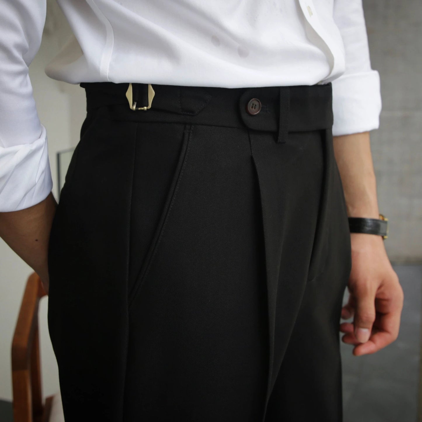 Men's High Waist Business Casual Straight-leg Pants by GJG Denim