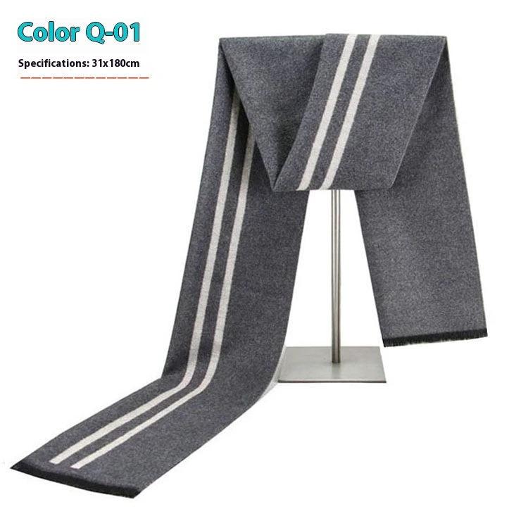 Men's Warm Cashmere-like Striped Scarf by GJG Denim