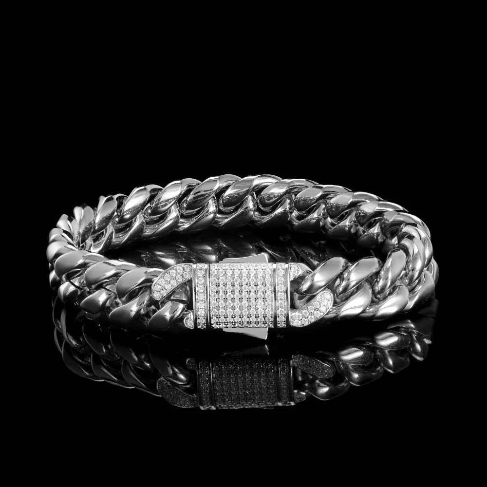 Men's Stainless Steel Cuban Chain Link Bracelet by GJG Denim