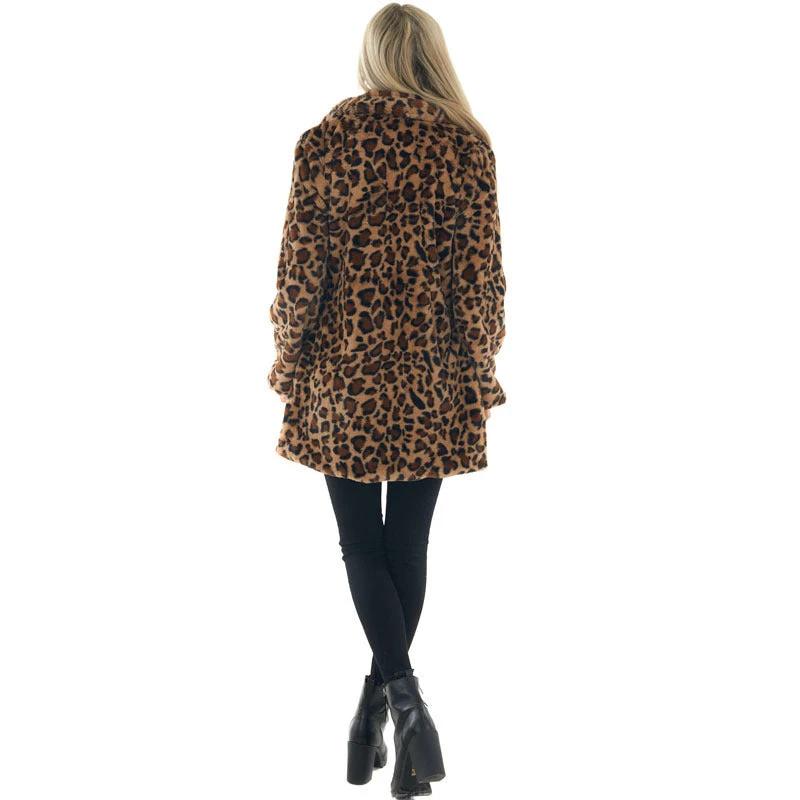 Rabbit Fur Leopard Print Mid-length Clothing Fashionable Jacket by GJG Denim