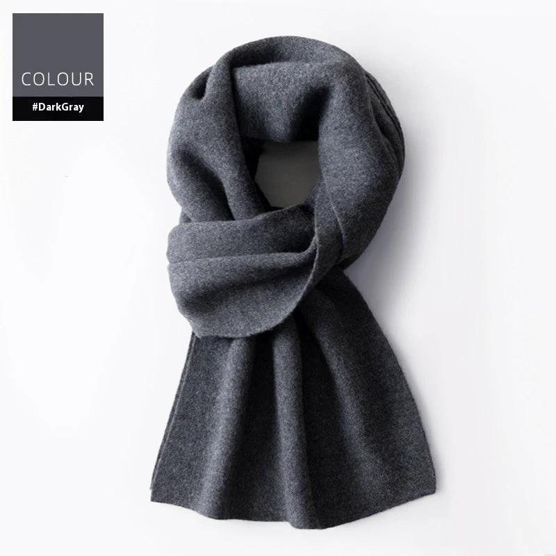 Men's Wool Winter Plaid Double-sided Scarf by GJG Denim