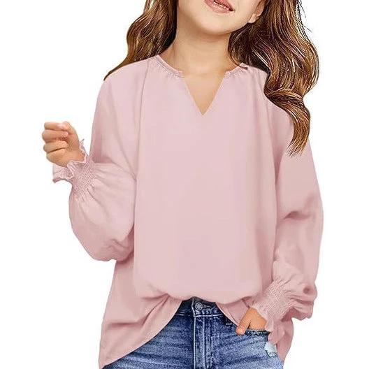 New Loose-fitting Solid Color Long Sleeves Children's Clothing Shirt by GJG Denim