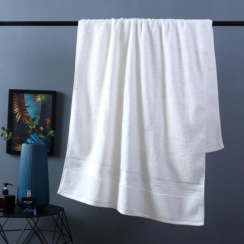 Pure Color Thick Cotton Bath Towel Set Towel Set Increased Pure Cotton Beach Towel Beauty Salon Bath Towel by GJG Denim