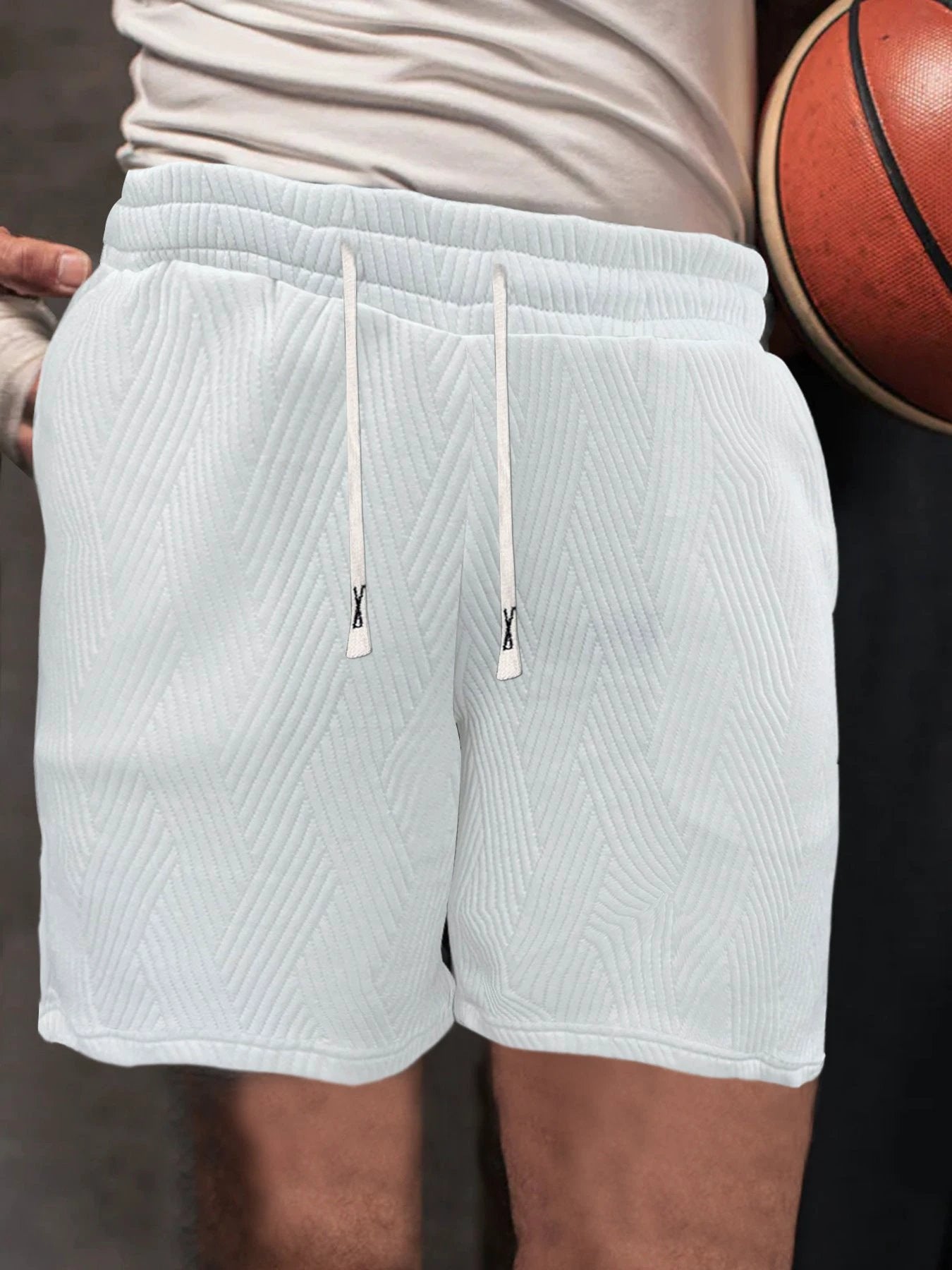 Men's Drawstring Loose Brushed Skin-friendly Casual Sports Shorts by GJG Denim