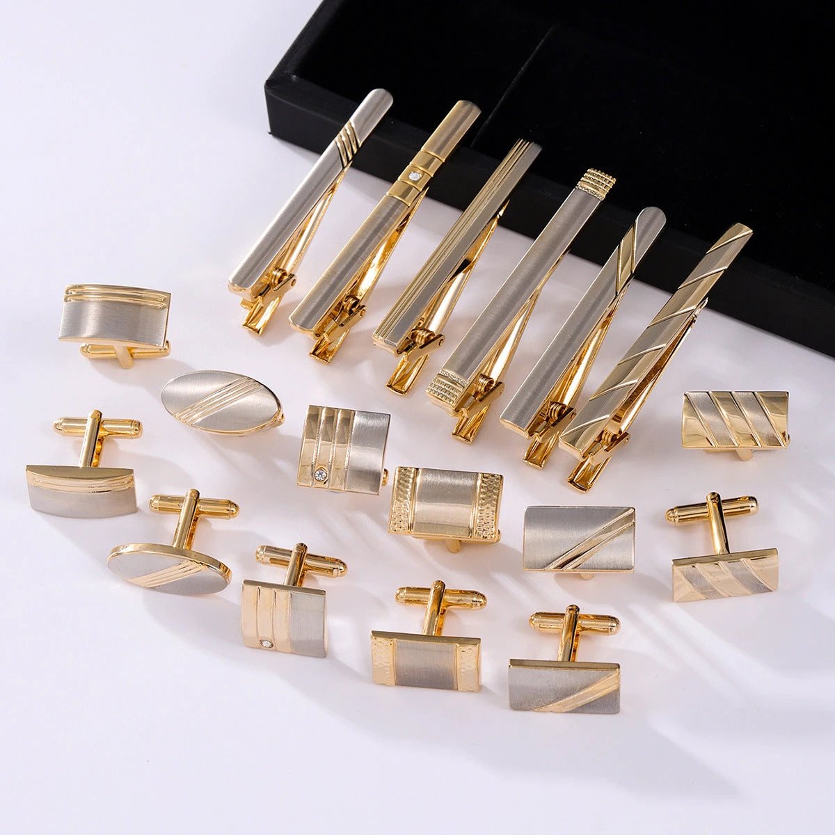 Men's Formal Business Cufflinks And Tie Clip Set by GJG Denim