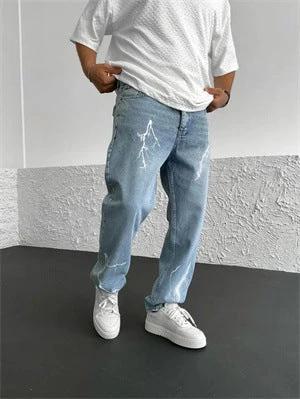 Men's Straight Loose Wide Leg Jeans by GJG Denim