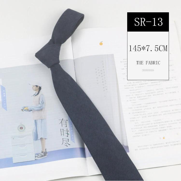 Casual Suede Solid Color 7cm Tie by GJG Denim