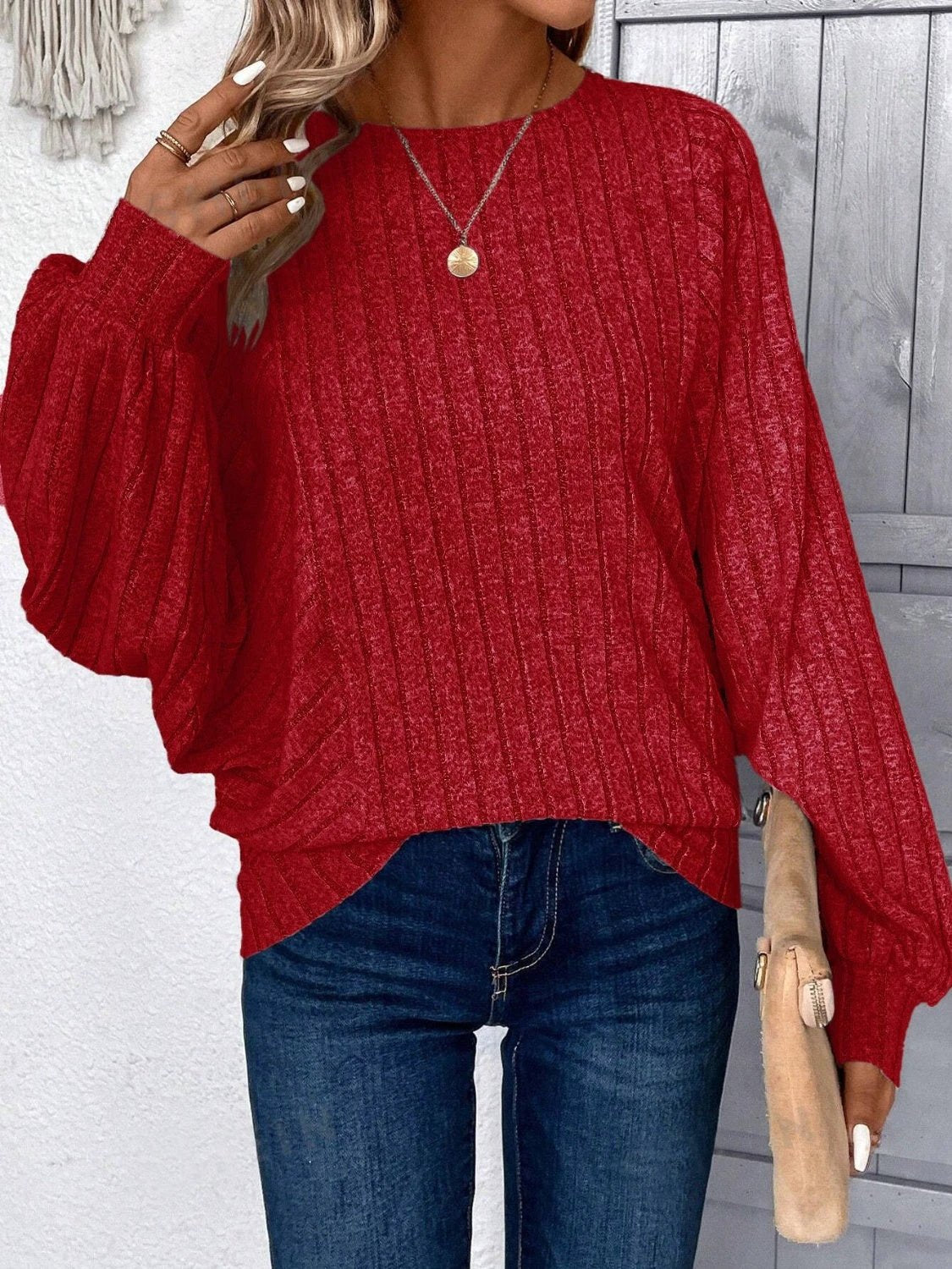 Plus Size Round Neck Batwing Sleeve T-Shirt by Lady Ros