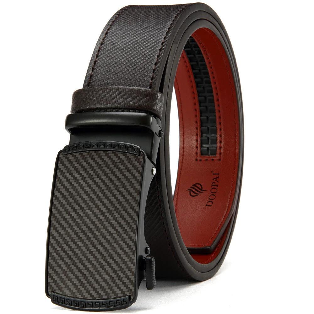 Men's Leather Belt w/ Alloy Automatic Buckle by GJG Denim
