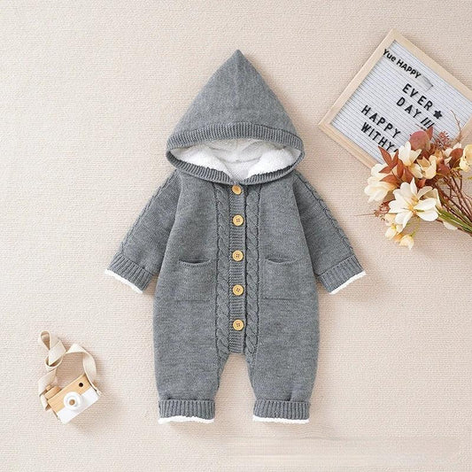 Baby Winter Thickened Knitting Jumpsuit Romper by GJG Denim