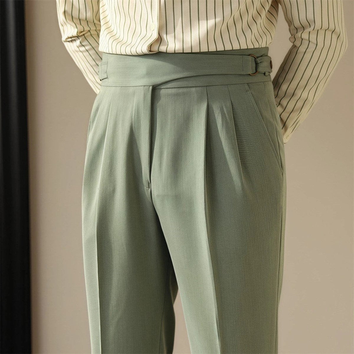 Men's Retro Business Casual Paris Buckle Pants by GJG Denim