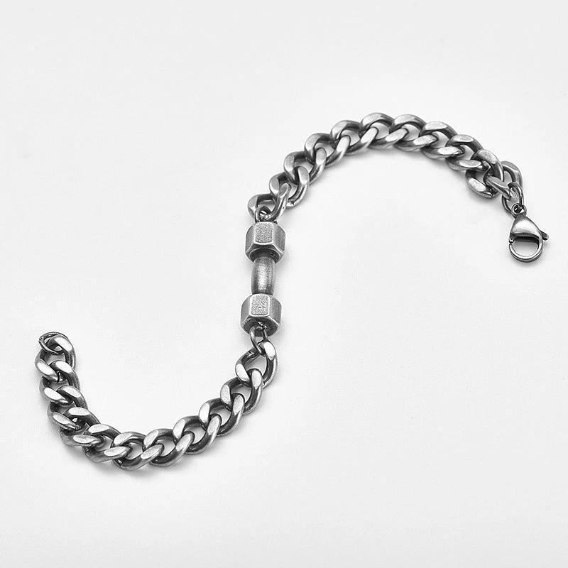 Men's Dumbbell Titanium Steel Bracelet by GJG Denim