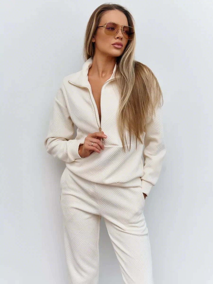Loose Zip Top Drawstring Trousers Two-piece Set by GJG Denim