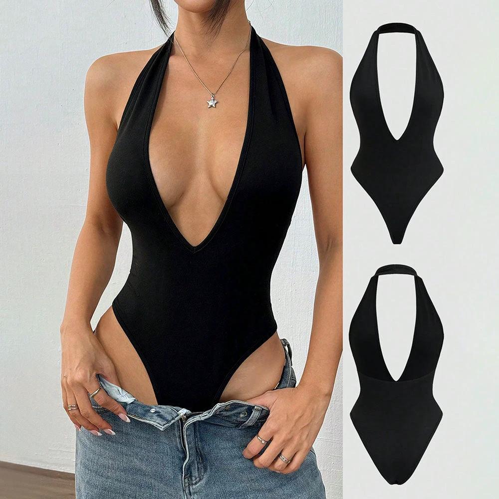 Women's Sexy Halter Jumpsuit Hot Girl Backless by GJG Denim