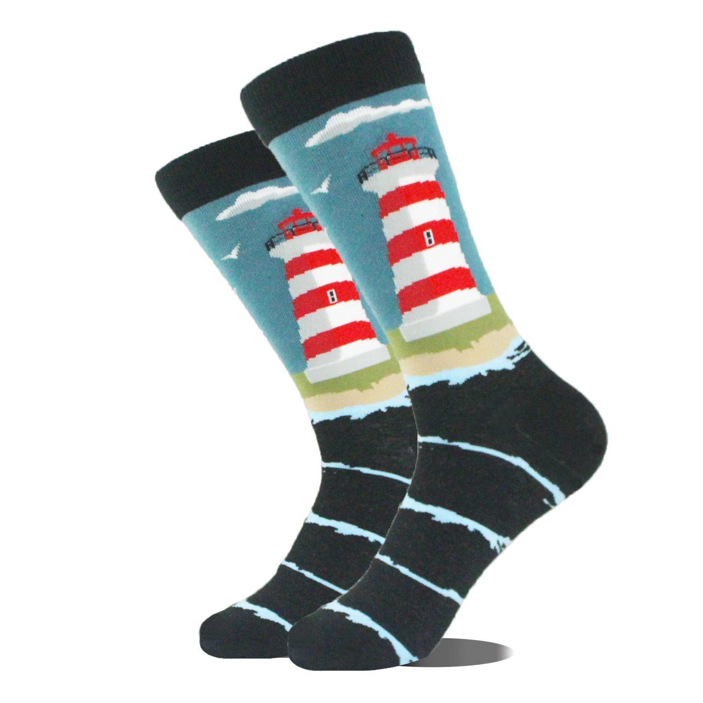 Men's Cartoon Animal Retro Oil Painting Mid-calf Socks by GJG Denim