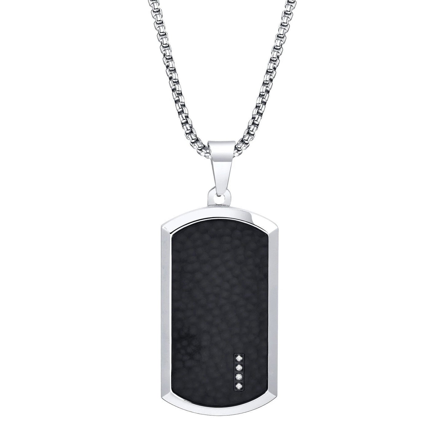 Men's Geometric Square Military-Style Hammered Pendant Necklace by GJG Denim