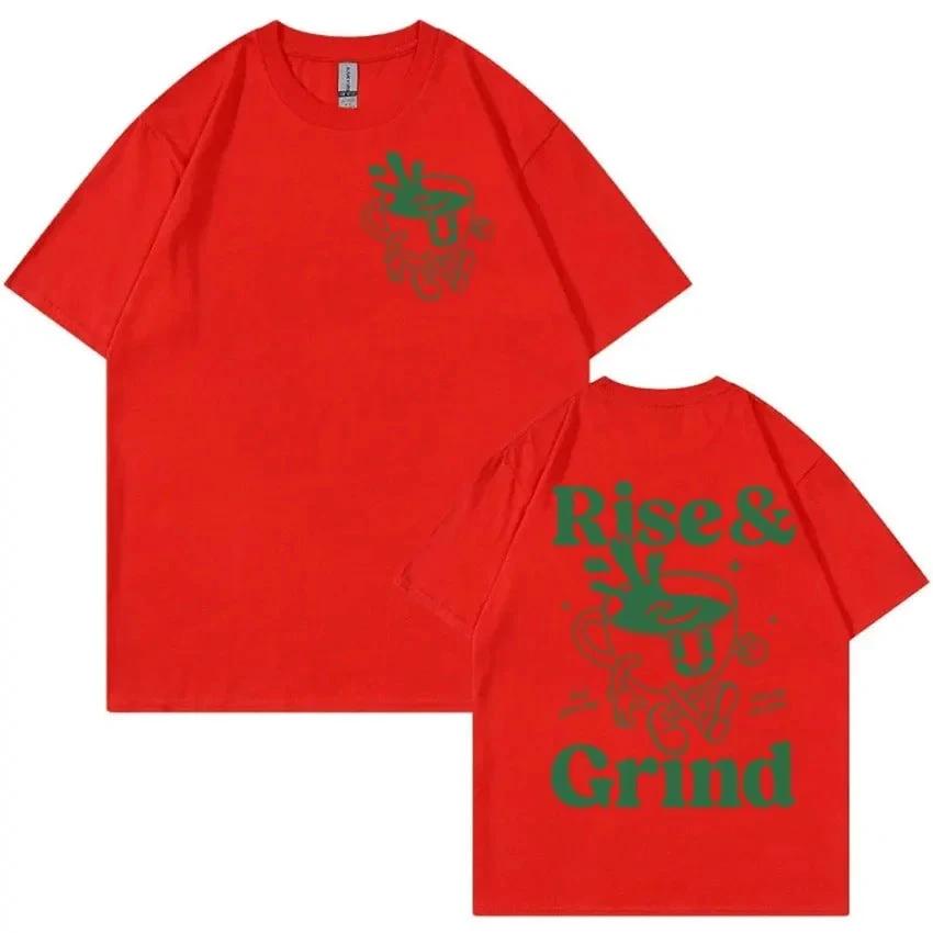 "Rise And Grind" Coffee Fun Expression Cartoon T-shirt For Men by GJG Denim