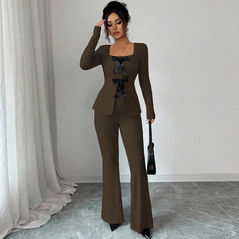 Women's Fashion Long-Sleeve Casual Pants Suit by GJG Denim