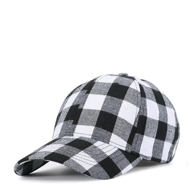 Checkered Peak Baseball Hat For Men by GJG Denim