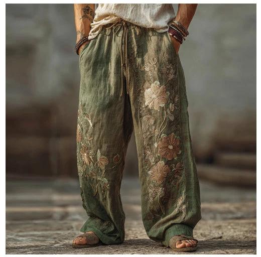 Men's Casual Fashionable Loose Straight-Leg Pants With Digital Print by GJG Denim