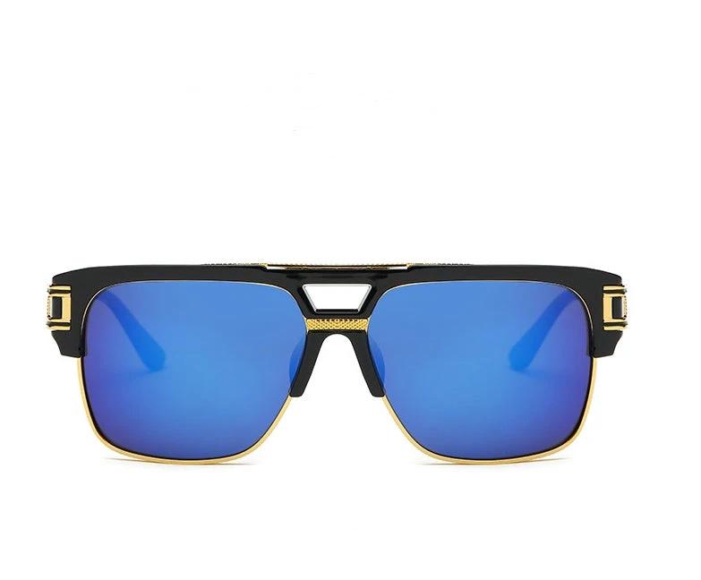 Men's Square Retro Colorful Reflective Sunglasses by GJG Denim
