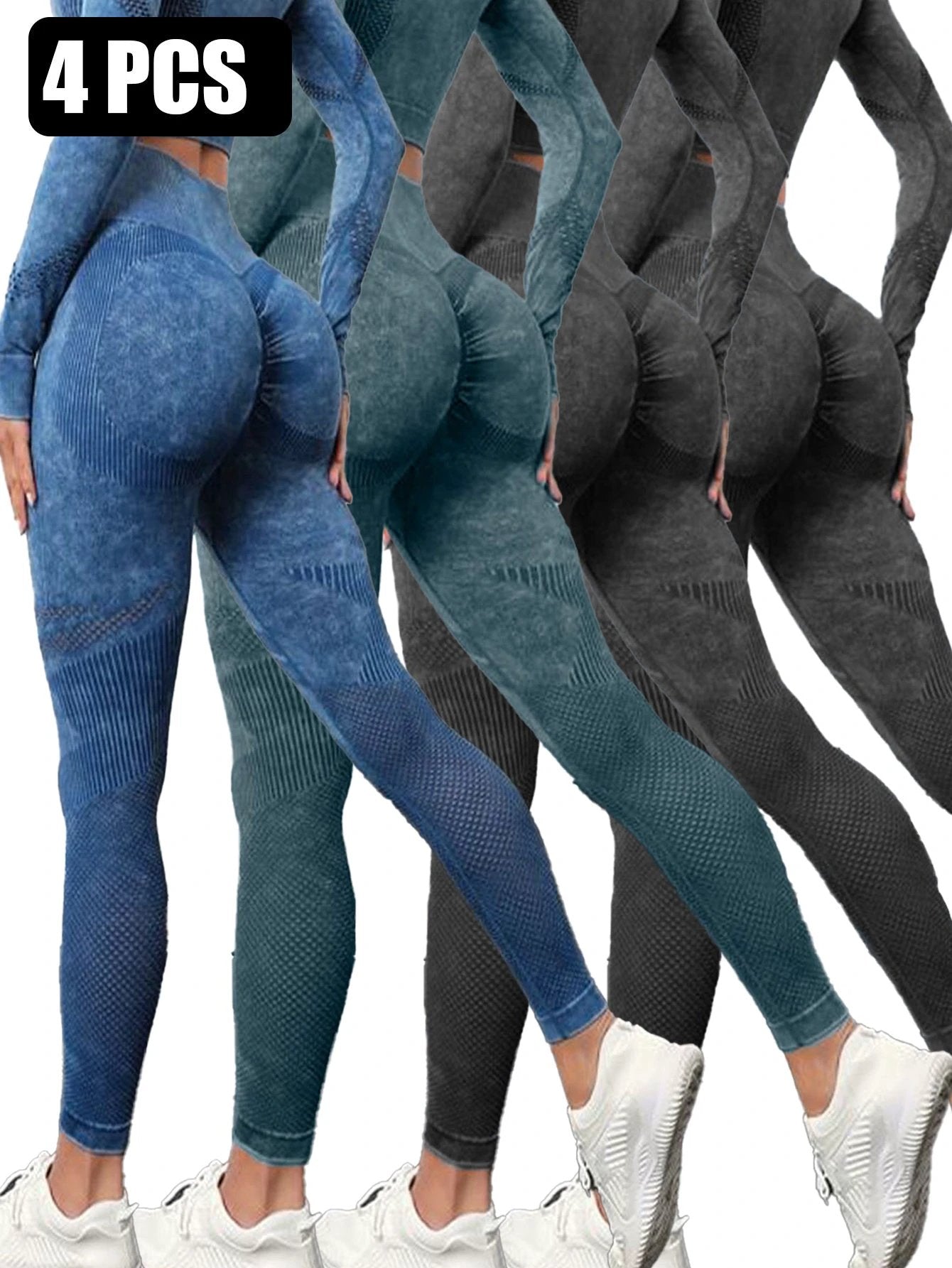 4PACK Active Yoga Pants Women's Yoga Pants by GJG Denim