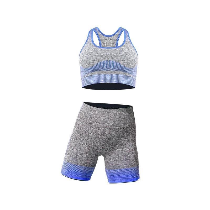 Seamless Yoga Wear Sports Suit Women Fitness Vest Bra Hip Lifting Tight Yoga Shorts by GJG Denim