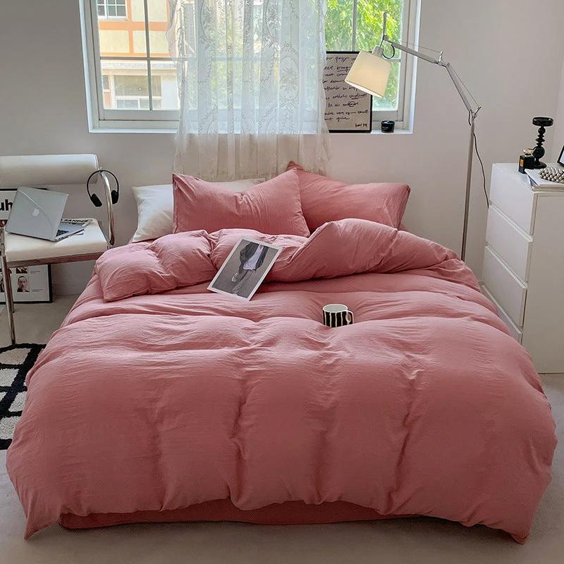 Solid Color Super Soft Washed Cotton Duvet Cover Four-piece Set by GJG Denim