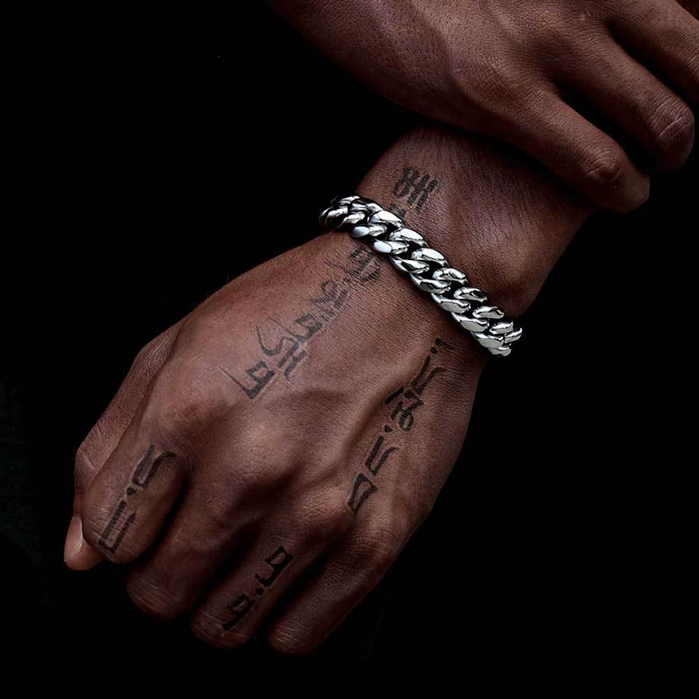 Men's Stainless Steel Cuban Chain Link Bracelet by GJG Denim