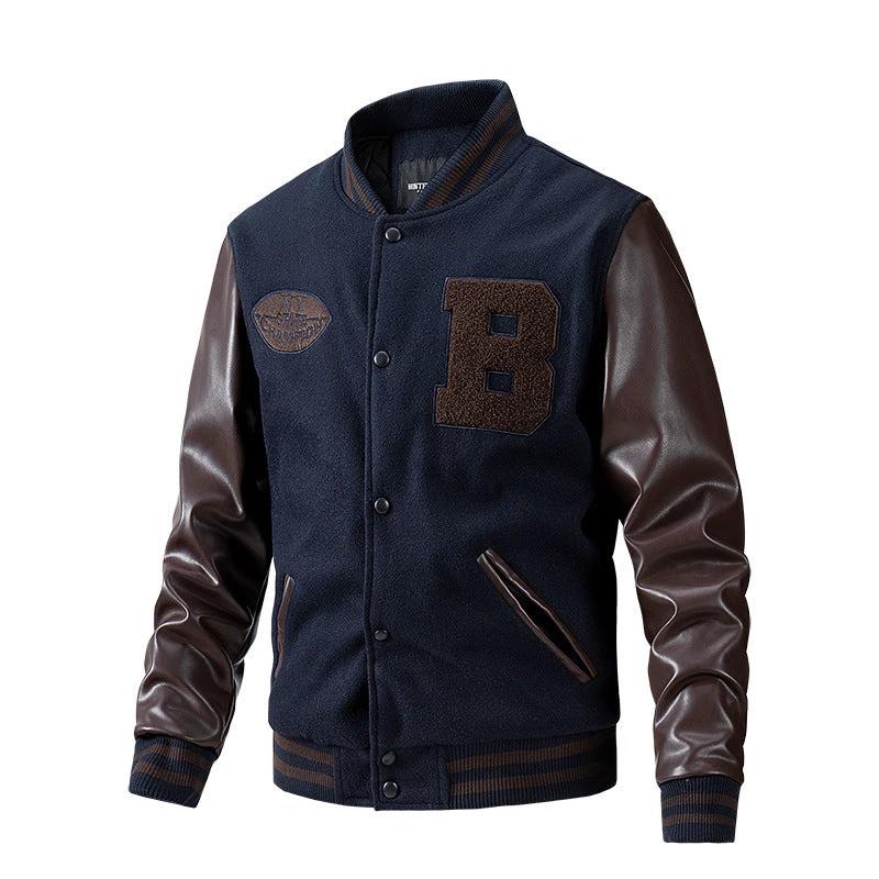 American Baseball Jacket Casual Embroidery Stitching by GJG Denim