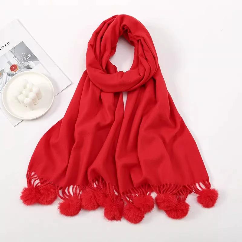 Solid Color Cashmere Like Scarf With Fleece Lining For Extra Warmth by GJG Denim